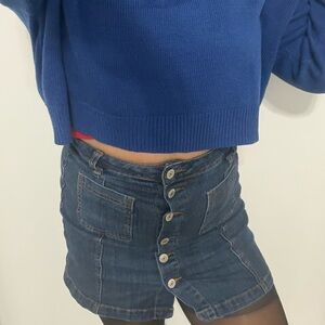 Denim Button-Up Women Shorts
